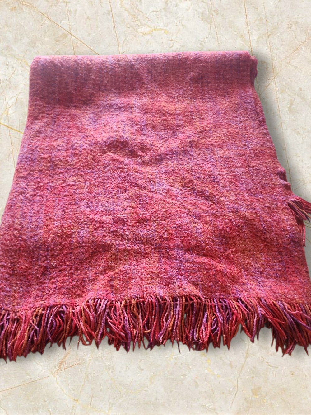 Pier 1 Imports Red-Purple Bouclé Fringe Scarf